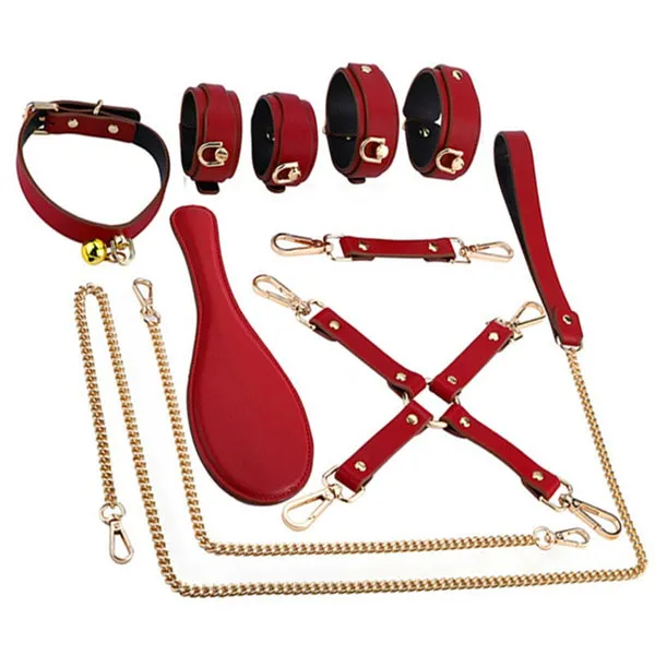 NEW BONDAGE SET SEXY BDSM LEATHER RESTRAINTS SEX TOYS FOR COUPLES FLIRTING ADULT HANDCUFFS NIPPLE CLAMPS WHIP SPANKING ROPE sextoypremium Couples