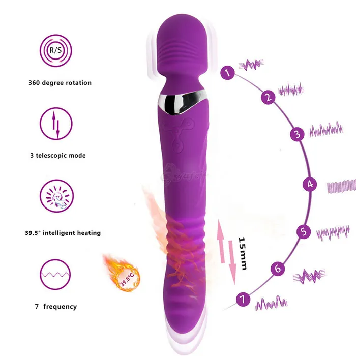 OOTYEMO Male Sex Toys Double Head Vibrating Heating Telescopic Plug
