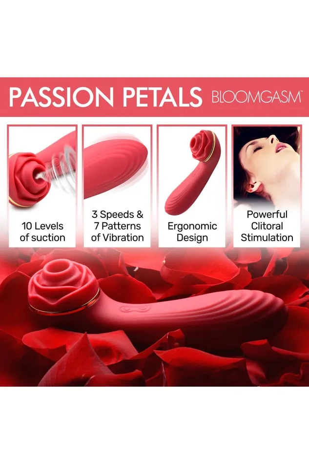 Passion Petals 10X Silicone Suction Rose Vibrator Red Sd Vibrators