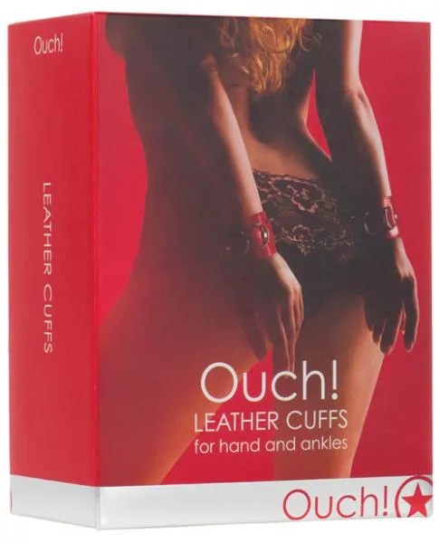 Restraints Ouch Ouch Leather Cuffs Red Restraints Ouch Ouch Leather Cuffs Red