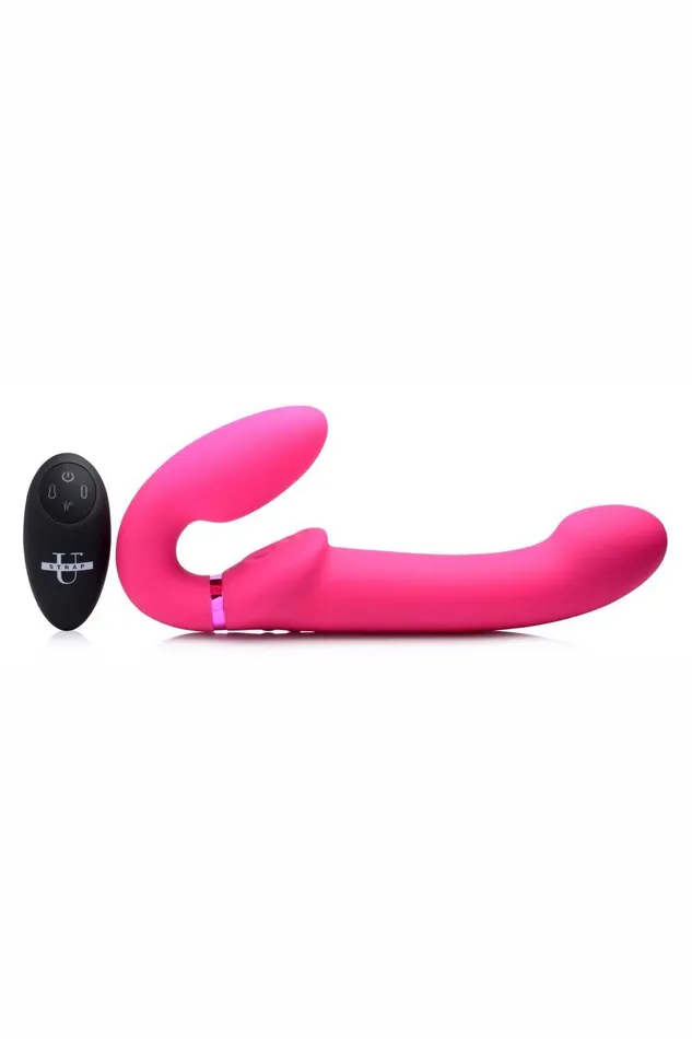 Sd Female Sex Toys 10X Remote Control GPulse Inflatable Strapless Strapon Pink