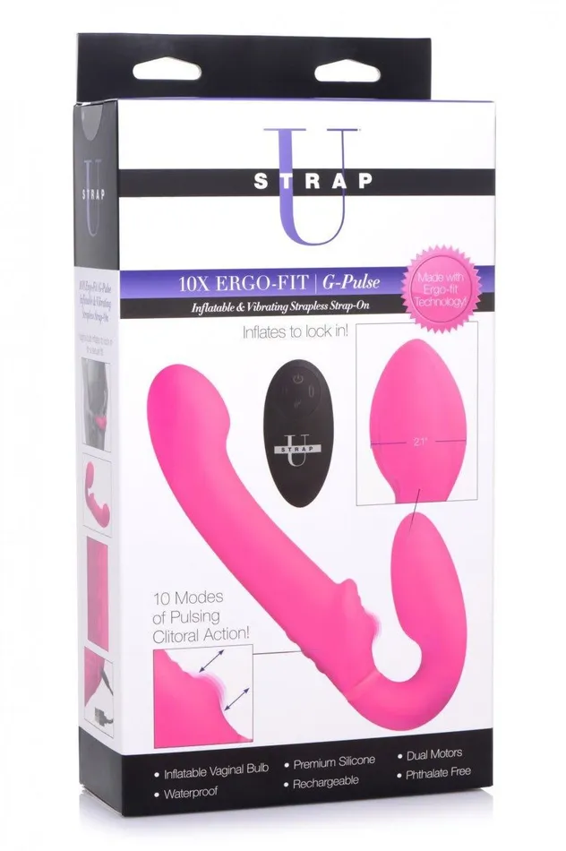Sd Female Sex Toys 10X Remote Control GPulse Inflatable Strapless Strapon Pink