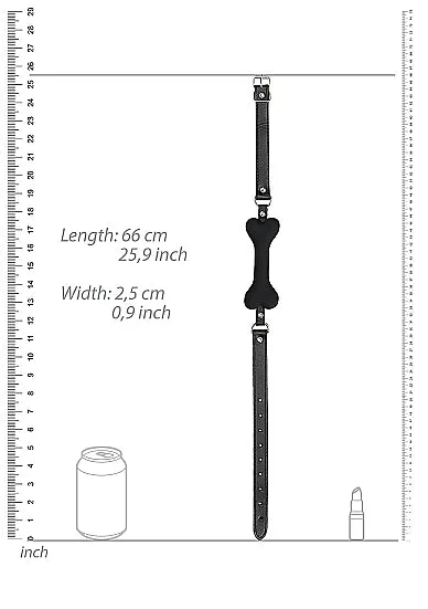 Shots Toys Ouch Black White Silicone Bone Gag With Adjustable Bonded Leather Straps Black Anal