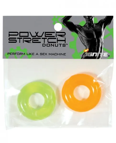 Si Novelties Male Sex Toys Power Stretch Donuts 2 Pack OrangeGreen Rings