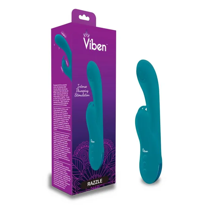Viben Vibrators Viben Razzle Rechargeable Thumping Rabbit Ocean