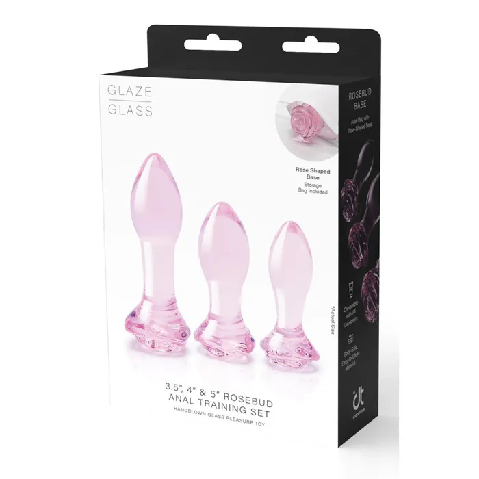 Anal Dream Toys Set of 3 Rosebud glass butt plugs
