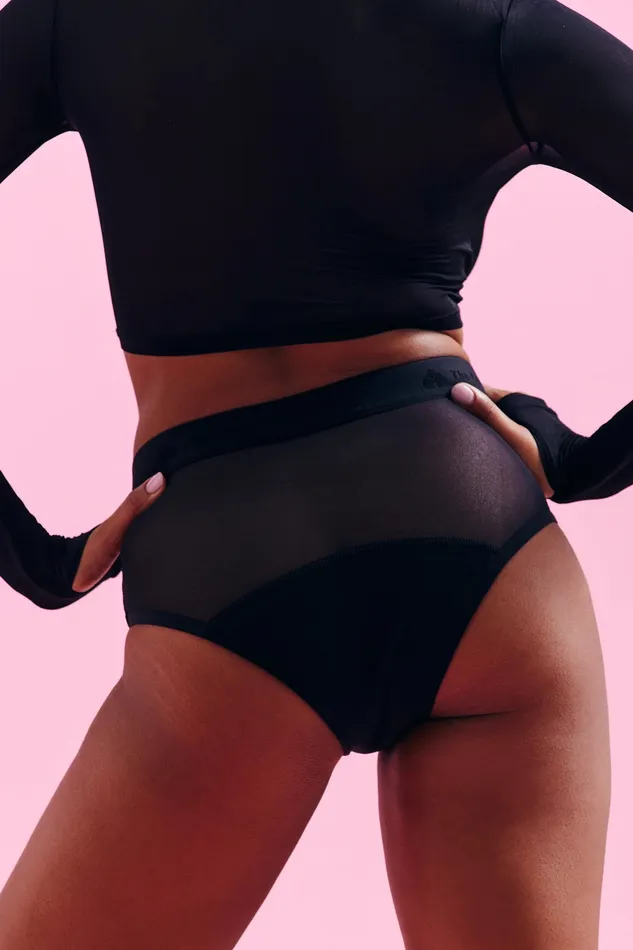 Le Pop Lingerie Female Sex Toys The Female Company Hipster Mesh Ultra Strong Period Panty Black