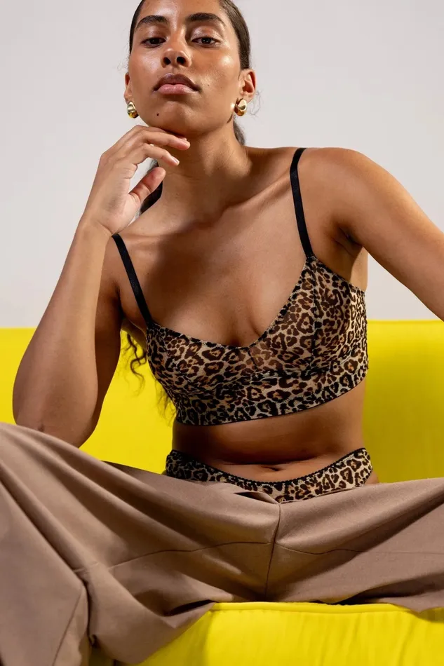Understatement Mesh Balconnette Soft Bralette Leopard Le Pop Lingerie Male Sex Toys