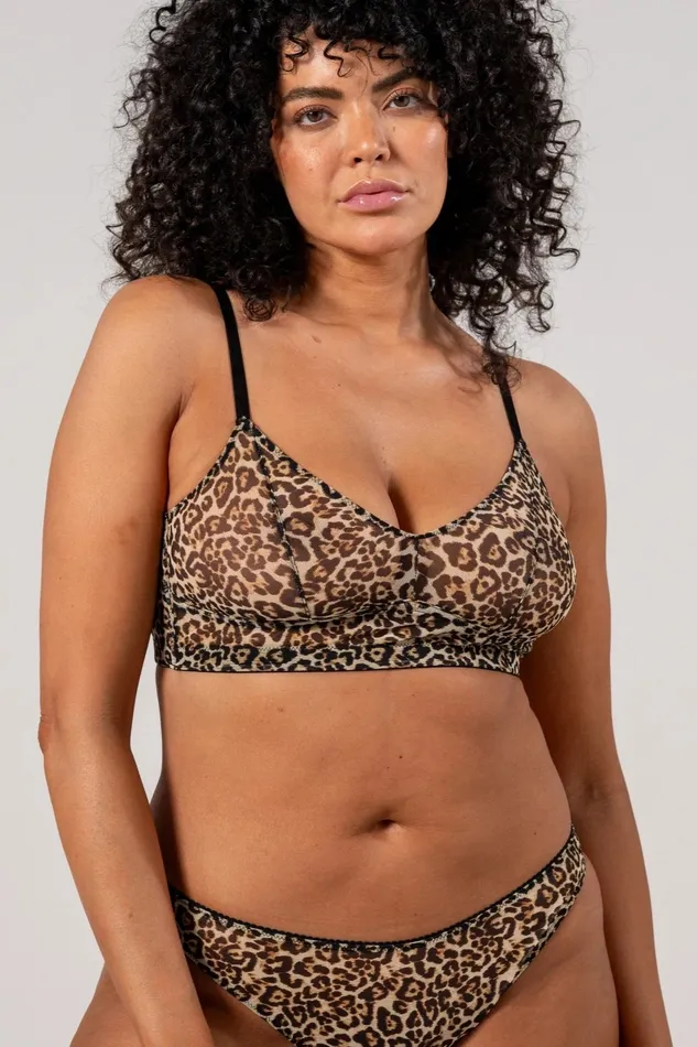 Understatement Mesh Balconnette Soft Bralette Leopard Le Pop Lingerie Male Sex Toys