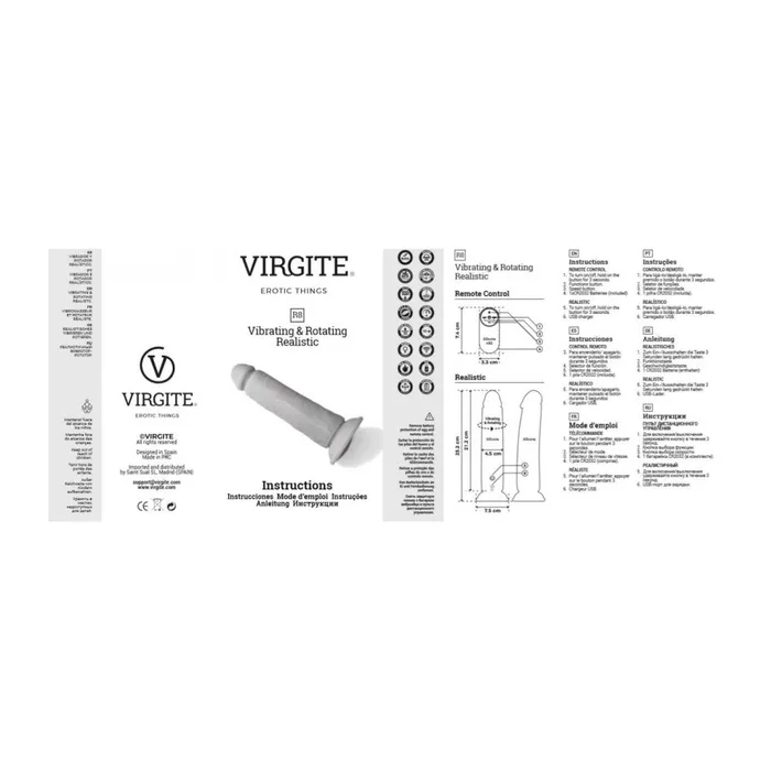 Virgite Female Sex Toys Virgite R8 Vibrating Dildo with Rotation Remote
