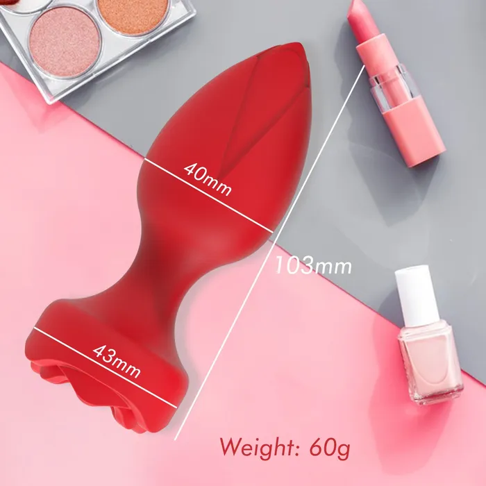 AH ROSE Remote Control Anal Plug Vibrator Red AH Anal