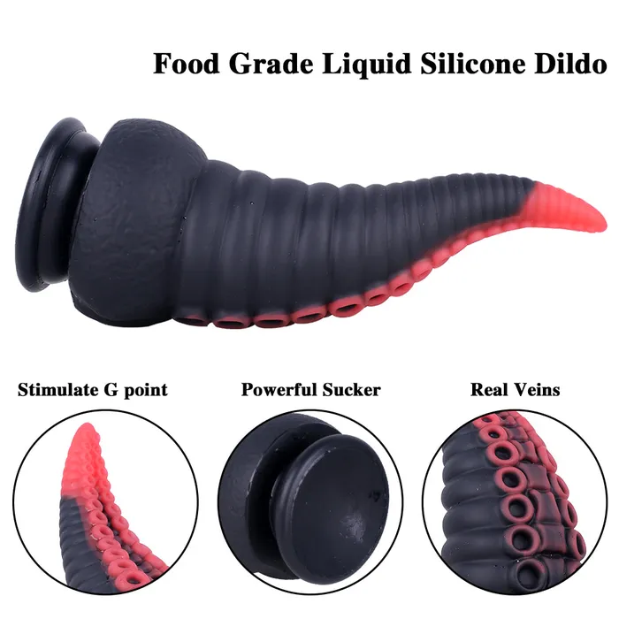 MD Anal MD 886 inch Octopus Tentacles Silicone Fantasy Dildo Anal Plug RedBlack