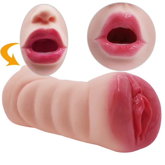 MD Realistic Pussy Mouth Silicone Male Masturbator Nose Edition MD Male Sex Toys