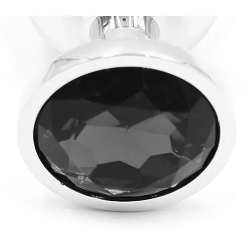 Naughty Toys Anal Jeweled Metal Butt Plug MEDIUM BLACK 8 cm
