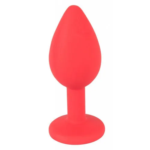 Naughty Toys Small Red Silicone butt plug with Red Jewel Anal